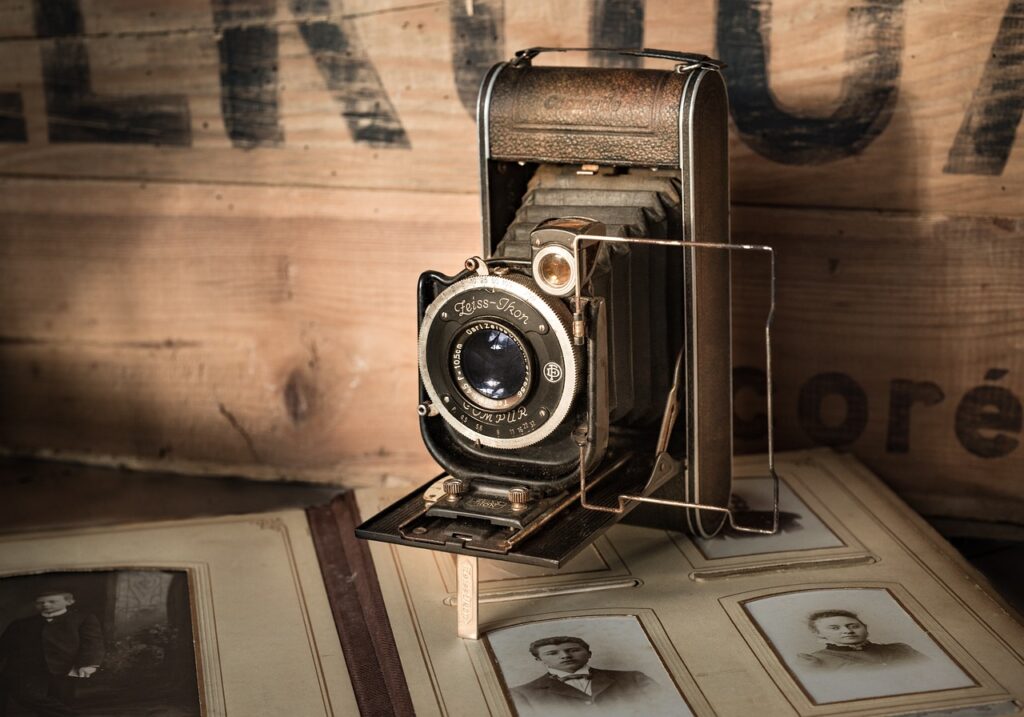 Boost your well-being by watching at old photos tshot with an antique camera